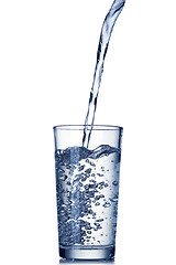 Image showing water pouring into glass isolated on white