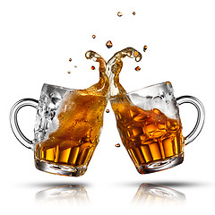 Image showing Beer splash in glass isolated on white