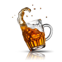 Image showing Beer splash in glass isolated on white