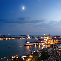 Image showing Aerial view of Venice city at evening