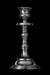 Image showing Silver candlestick isolated on black background
