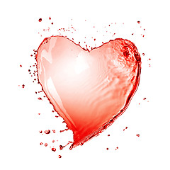 Image showing Heart from red wine splash isolated on white
