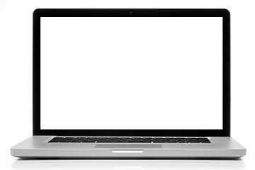 Image showing Laptop with blank screen isolated on white