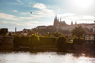 Image showing View of Prague castle on sunset