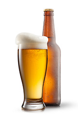 Image showing Beer in glass on white background