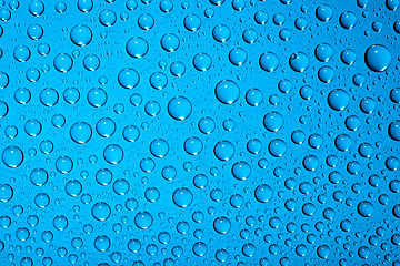 Image showing water drops on blue