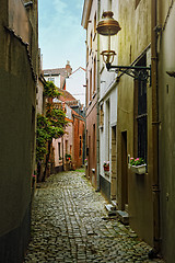 Image showing Old street with flowers in Brussels, Belgium