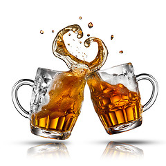 Image showing Beer splash in shape of heart isolated on white