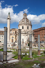 Image showing Ruins of Roman Forum, Trajan's column in Rome
