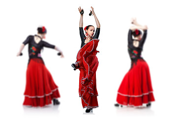 Image showing young woman dancing flamenco isolated on white