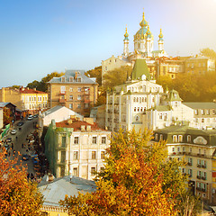 Image showing Kyiv in autumn, view of Andriyivsky uzviz