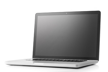 Image showing Laptop with blank screen isolated on white