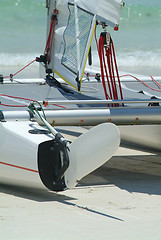 Image showing Detail of catamaran