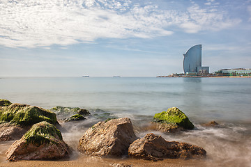 Image showing Barceloneta beach in Barcelona, Spain