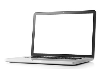 Image showing Laptop with blank screen isolated on white