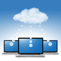 Image showing Cloud computing network concept. Notebook with cloud isolated on