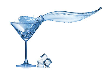 Image showing Martini splash in glass isolated on white