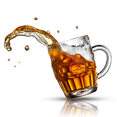 Image showing Beer splash in glass isolated on white