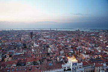 Image showing Aerial view of Venice city at evening