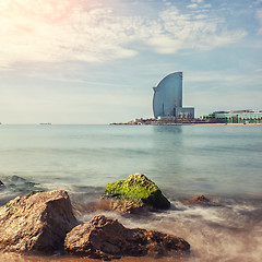 Image showing Barceloneta beach in Barcelona, Spain