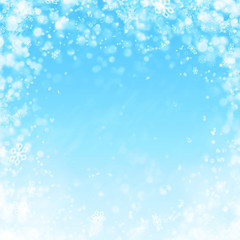 Image showing blue winter background with snow and snowflakes