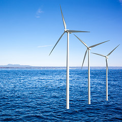 Image showing Wind generators turbines in the sea