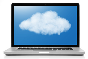 Image showing Cloud computing network concept. Notebook with cloud isolated on