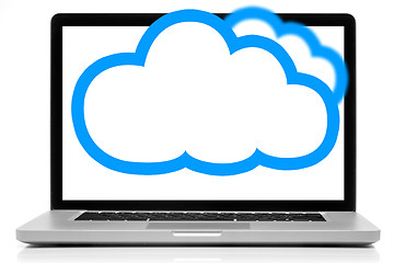 Image showing Cloud computing network concept. Notebook with cloud isolated on