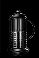 Image showing stainless steel teapot isolated on black