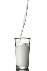 Image showing Milk pouring into the glass isolated on white