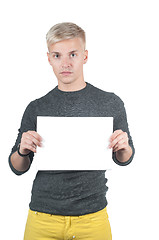 Image showing Man with a white board in his hands