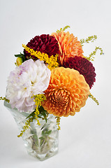 Image showing Bouquet of dahlias in vase