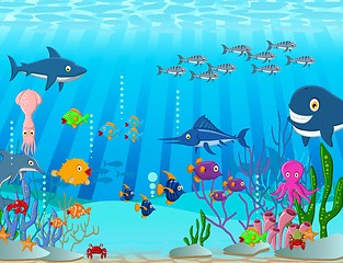 Image showing Sea life cartoon background