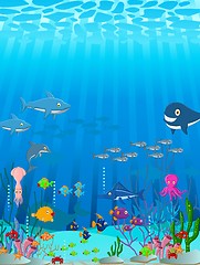 Image showing Sea life cartoon background