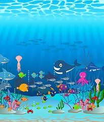 Image showing Sea life cartoon background