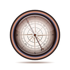 Image showing Old compass on white background