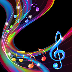 Image showing Colorful abstract notes music background.