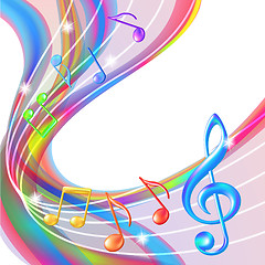 Image showing Colorful abstract notes music background.