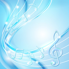 Image showing Blue abstract notes music background.