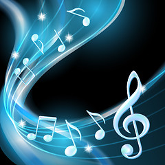 Image showing Blue abstract notes music background.