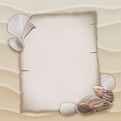 Image showing Shells and blank paper sheet