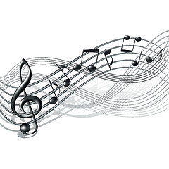 Image showing Musical notes staff background on white.