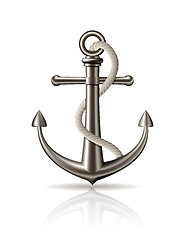 Image showing Anchor with rope on white background.