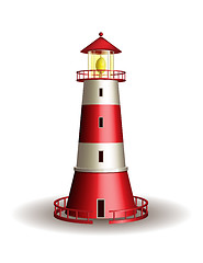 Image showing Red lighthouse isolated on white background.