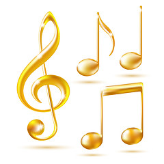 Image showing Gold icons of a Treble clef and music notes.