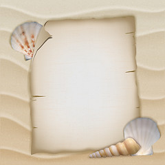 Image showing Shells and blank paper sheet