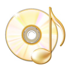 Image showing Gold musical note and cd disk