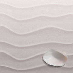 Image showing Marine background with seashell on sand.