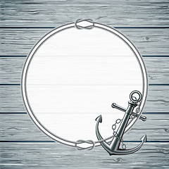 Image showing Nautical card with frame of the rope and anchor