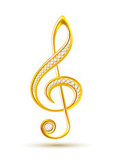 Image showing Golden treble clef with diamonds